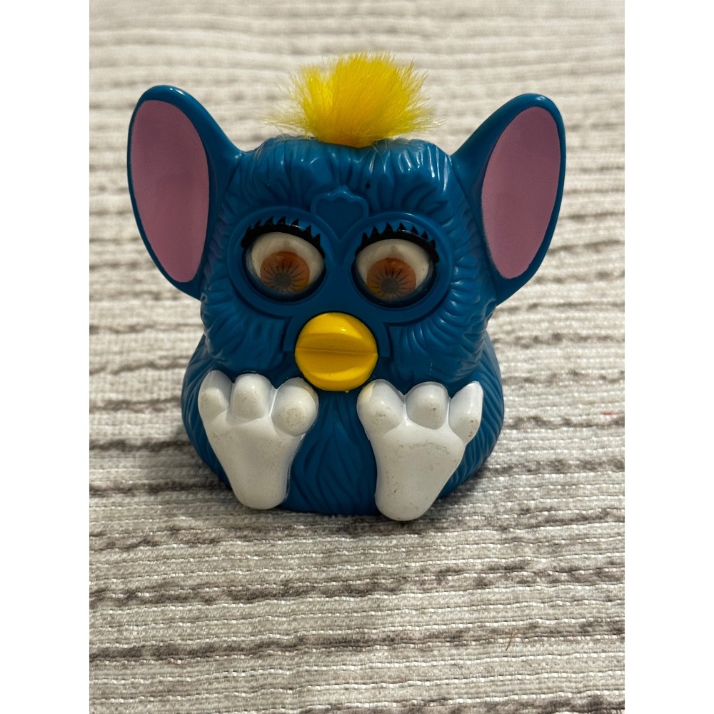 Vintage 1999 Furby Finger Puppet Blue Yellow Hair Tiger Electronics Toy Figure